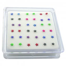 Anodized Sterling Silver Star Nose Studs w/ Display <b>($0.17 Each)</b>
