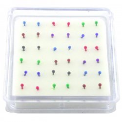 Anodized Sterling Silver Ball Nose Studs w/ Display <b>($0.17 Each)</b>