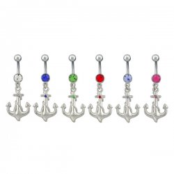 Single Jewel Anchor Navel Rings <B>($0.82 Each)</b>