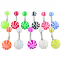 UV Multi Stripe beach Belly Navel Ring<B> ($0.14 Each)</B>