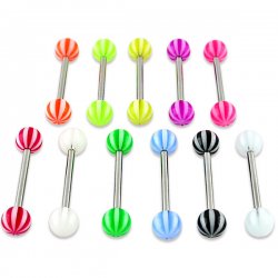 UV Multi Stripe Beach Tongue Ring <B> ($0.14 Each)</B>