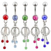 Half Jeweled Circle With Jeweled Drops Navel Rings <B>($0.99 Each)</b>