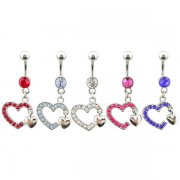 Double Heart Dangles Navel Rings <B>($0.99 Each)</b>