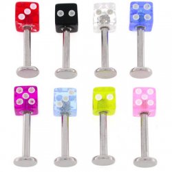 Labrets with UV Acrylic Dice <B>($0.15 Each)</B>