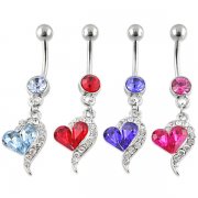Gem Filled Tailing Heart Navel Ring <B>($0.99 Each)</B>