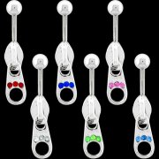 6 gem colors Zipper Navel Rings <b>($0.41 Each)</b>