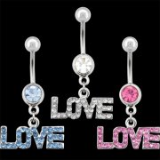 Gem Filled LOVE Navel Ring <b>($0.99 Each)</b>