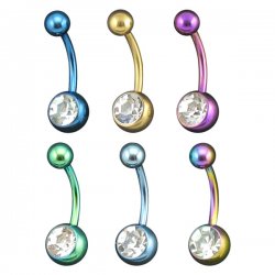 Titanium Anodized Single Jewel Banana <B>($1.03 Each)</B>