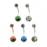 UV Acrylic Flame Belly Navel Ring<B> ($0.39 Each)</B>