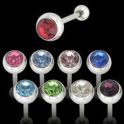 Surgical Steel Single Jewel Tongue Barbell <B>($0.55 Each)</b>