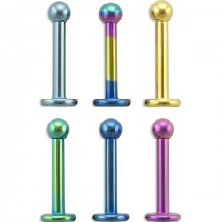 Titanium Anodized Chin Labret with balls <b>($0.82 Each)</b>