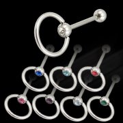 Single-Jewel Tongue Door-Knocker Barbell <B>($0.82 Each)</b>