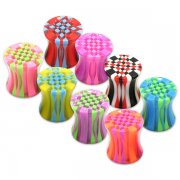 UV Reactive Checker Ear Plug <B>($0.17 Each)</B>