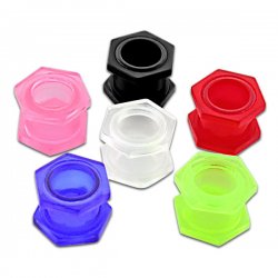 5 Sizes NEW UV Reactive Ear Flesh Tunnels w/ Hexagon <B>($0.82 Each)</b>