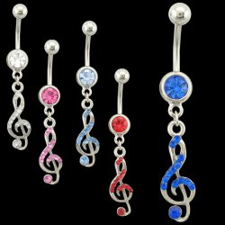 Gem Filled Music Note Navel Ring <B>($0.99 Each)</b>