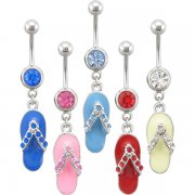 Jeweled Dangling Flip Flops Belly Rings <B>$0.99 Each</b>