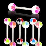 UV Reactive NEW Hearts Tongue Rings <B>($0.33 Each)</B>