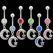 Star-n-Moon Dangles Navel Rings <B>($0.99 Each)</b>