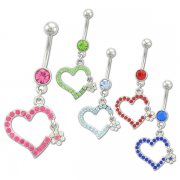 Broken Heart w/ Flower Navel Rings <B>($1.65 Each)</b>