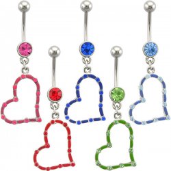 Jeweled Colored Heart Navel Rings <B>($1.65 Each)</b>