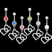 Twin Hearts Navel Ring <B>($0.91 Each)</b>