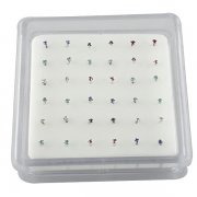 Sterling Silver Gem Settings Nose Studs w/ Display <b>($0.17 Each)</b>