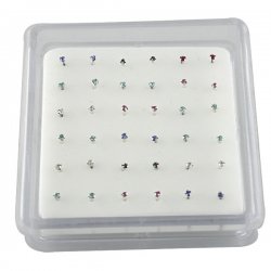 Sterling Silver Gem Settings Nose Studs w/ Display <b>($0.17 Each)</b>
