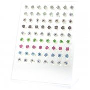 925 Sterling Silver CZ Flower Ear Studs w/ Display <b>($0.77/PAIR)</b>