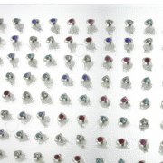 925 Sterling Silver Single Gem Hearts Ear Studs w/ Display <b>($0.41/PAIR)</b>