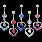 Single Tone Open Heart w/ Center Gem  <B>($0.99 Each)</b>