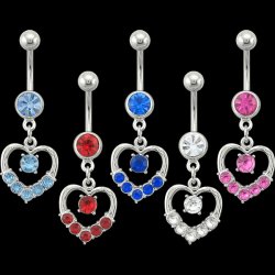Single Tone Open Heart w/ Center Gem  <B>($0.99 Each)</b>
