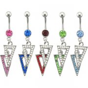 2 Tone Jeweled Triangles Navel Rings <B>($1.41 Each)</b>