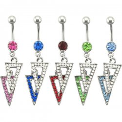 2 Tone Jeweled Triangles Navel Rings <B>($1.41 Each)</b>