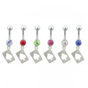 Heart Card Dangles Navel Rings <B>($0.61 Each)</b>