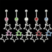 3 Attached Stars Navel Rings <B>($0.99 Each)</b>