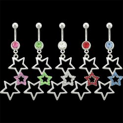 3 Attached Stars Navel Rings <B>($0.99 Each)</b>