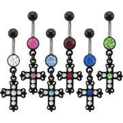 Blackline 2 Tone Cross Navel Rings <B>($0.82 Each)</b>