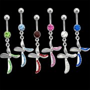 Jeweled Curved Cross Navel Rings <B>($0.82 Each)</b>