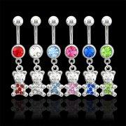 Jeweled Teddy Bear Navel Rings <B>($0.82 Each)</b>