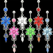 Jeweled Victorian Flower Navel Rings <B>($0.99 Each)</b>