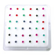 Sterling Silver Enamel Star Nose Studs w/ Display <b>($0.17 Each)</b>