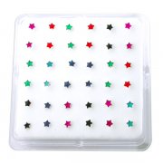 Sterling Silver Enamel Star Nose Studs w/ Display <b>($0.17 Each)</b>