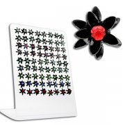 Jeweled Black Flower Ear Studs w/ Display <b>($0.51/PAIR)</b>