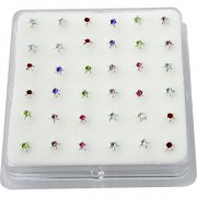 Sterling Silver Gems Bonding STAR Nose Studs w/ Display <b>($0.17 Each)</b>