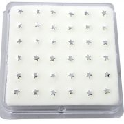 925 Sterling Silver FLAT STAR Nose Studs w/ Display <b>($0.17 Each)</b>