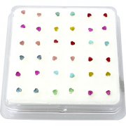 Sterling Silver Enamel Heart Nose Studs w/ Display <b>($0.17 Each)</b>