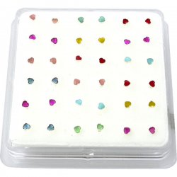 Sterling Silver Enamel Heart Nose Studs w/ Display <b>($0.17 Each)</b>