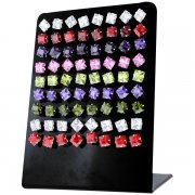 Cubic Zirconia 6mm Multicolored Square Crystal Ear Studs w/ Display <b>($0.68/pc)</b>