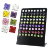 Cubic Zirconia 5mm Multicolored Square Crystal Ear Studs w/ Display <b>($0.68/pc)</b>