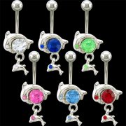 2 Dolphins Dangles Navel Rings <b>($0.99 Each)</b>